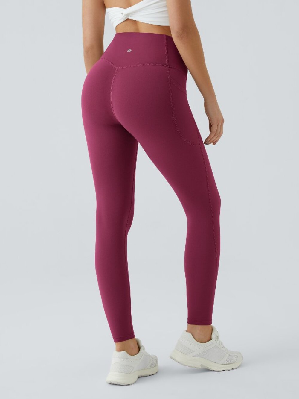 ☀️ Halara Red Plum UltraSculpt Breezyful High Waisted Pocket 7/8 Leggings M NWT